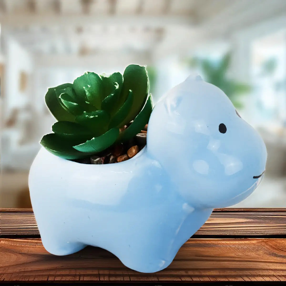 Maceta con Planta Artificial, Diseño Hipopotamo