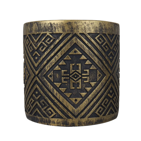 Maceta, Diseño Patrón, Color Negro y Oro
