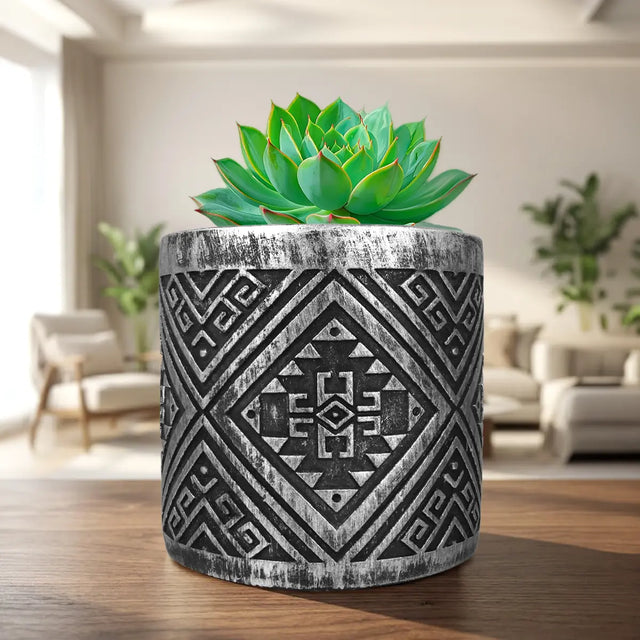 Maceta, Diseño Patrón, Color Plata