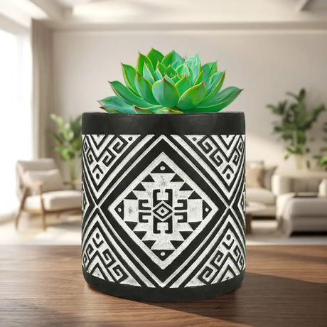 Maceta, Diseño Patrón, Color Negro