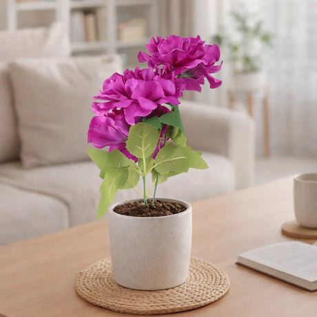Peonia, 3 Flores Artificiales, Color Morado