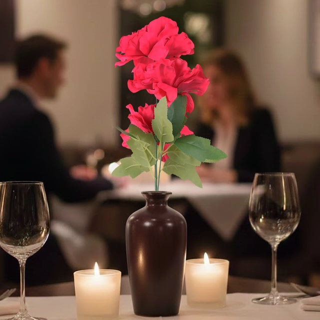 Peonia, 3 Flores Artificiales, Color Rojo