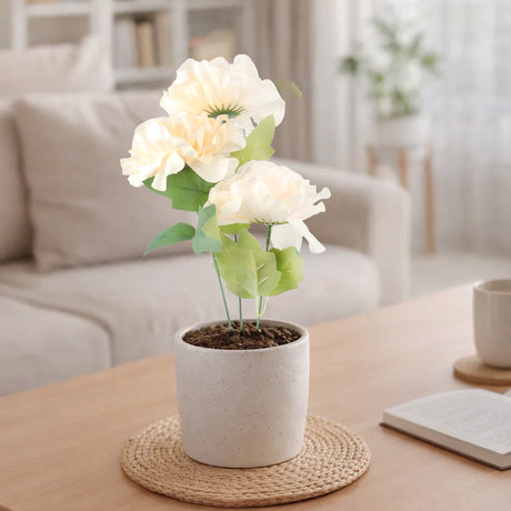 Peonia, 3 Flores Artificiales