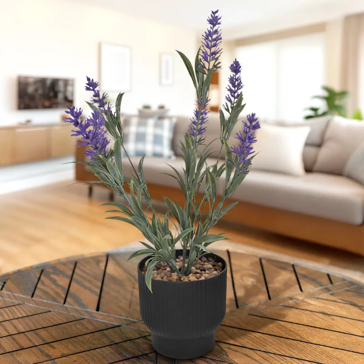 Lavanda Artificial con Maceta, Color Morado