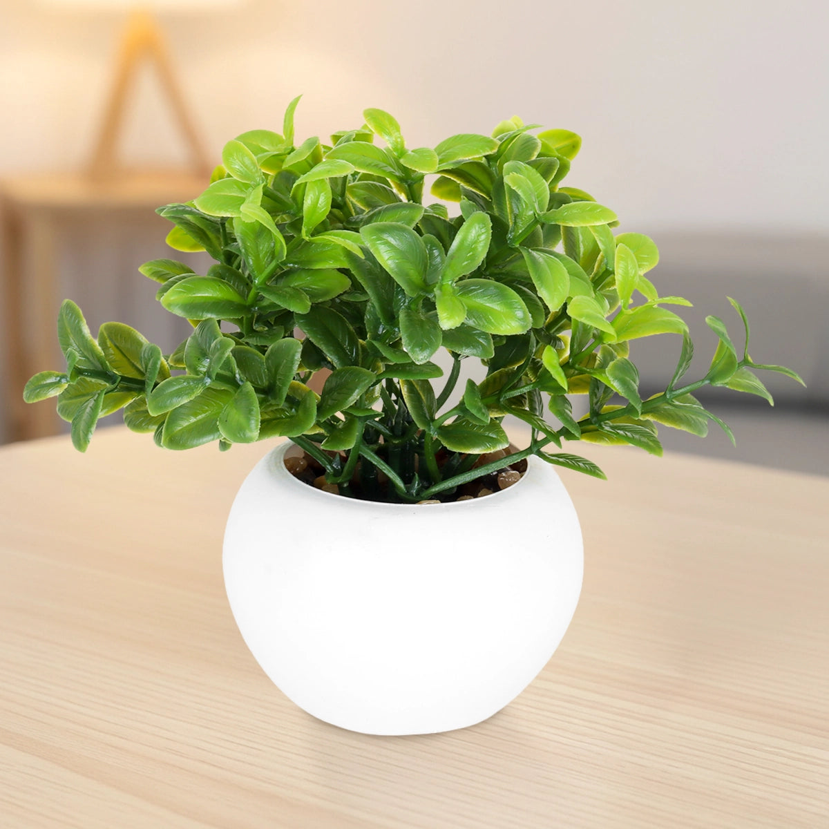 Maceta Mini Color Blanco con Planta Artificial