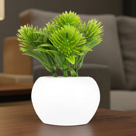Maceta Mini con Planta de Plástico, Color Blanco
