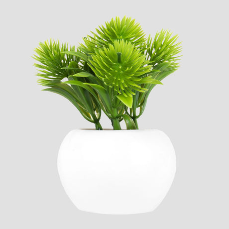 Maceta Mini con Planta de Plástico, Color Blanco