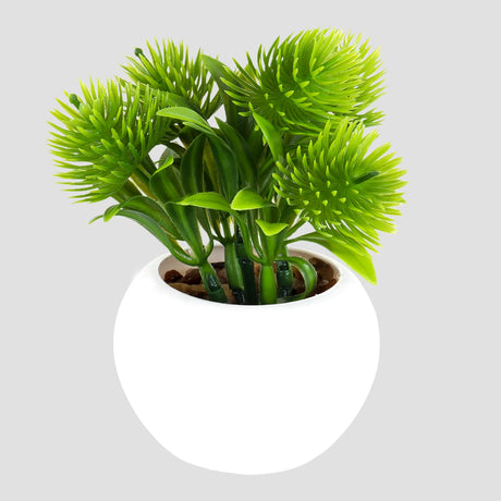 Maceta Mini con Planta de Plástico, Color Blanco