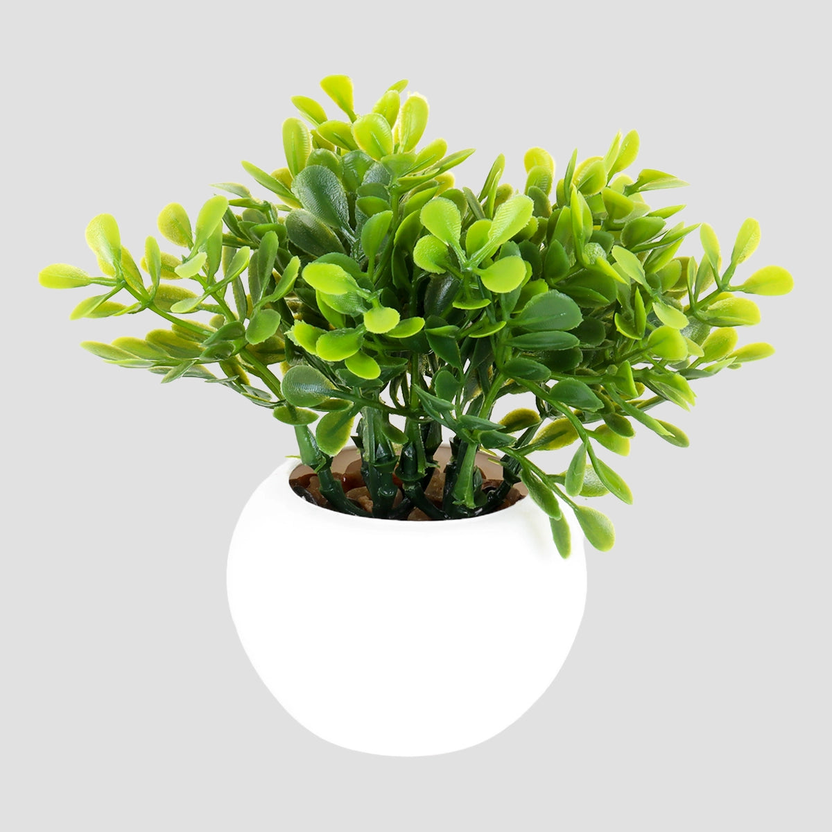 Maceta Mini con Planta Artificial, Color Blanco