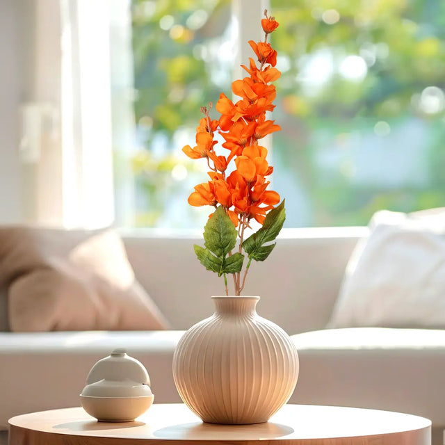 Gardenia, 8 Flores Artificiales, Color Naranja