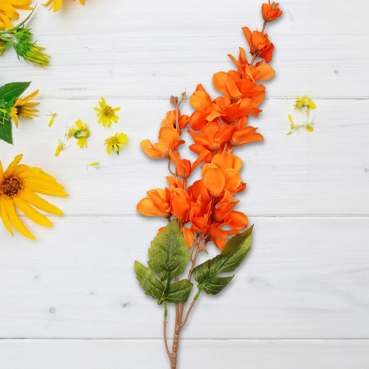 Gardenia, 8 Flores Artificiales, Color Naranja