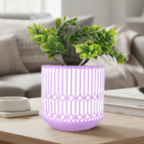 Maceta con Planta Artificial, Diseño Azulejo, Color Lila