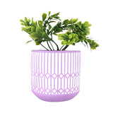 Maceta con Planta Artificial, Diseño Azulejo, Color Lila