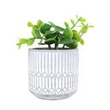 Maceta con Planta Artificial, Diseño Azulejo, Color Gris