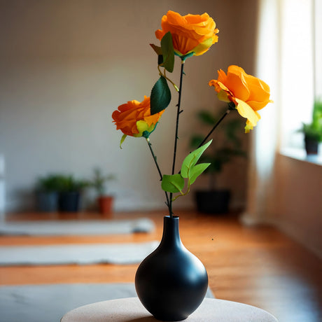 Rosas Artificiales, Color Amarillo, 3 pzas