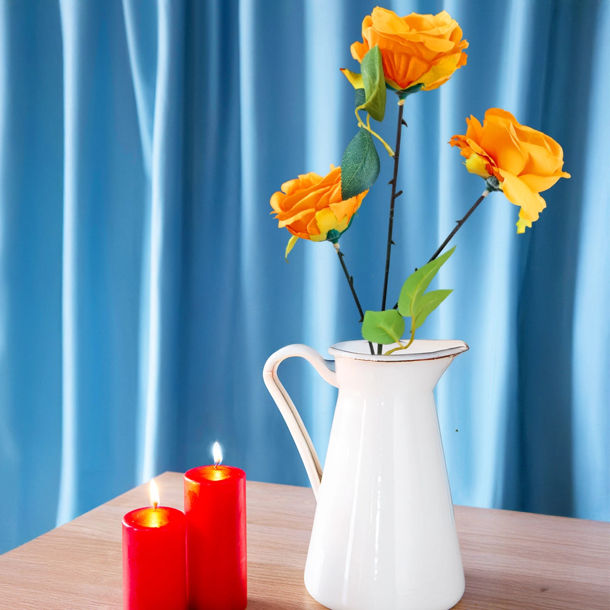 Rosas Artificiales, Color Amarillo, 3 pzas