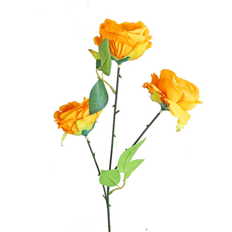 Rosas Artificiales, Color Amarillo, 3 pzas