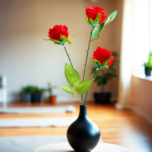 Rosas Artificiales, Color Rojo, 3 pzas