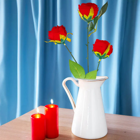 Rosas Artificiales, Color Rojo, 3 pzas