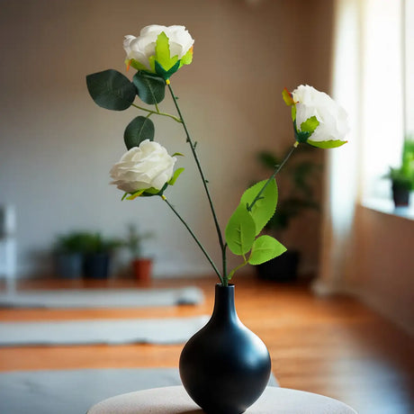 Rosas Artificiales, Color Blanco, 3 pzas