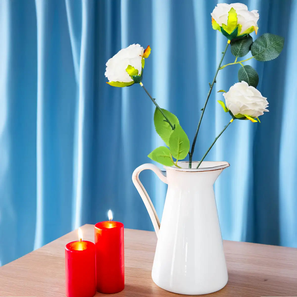 Rosas Artificiales, Color Blanco, 3 pzas