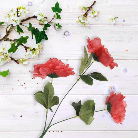 Ramo de Peonias, Color Coral, 3 pzas
