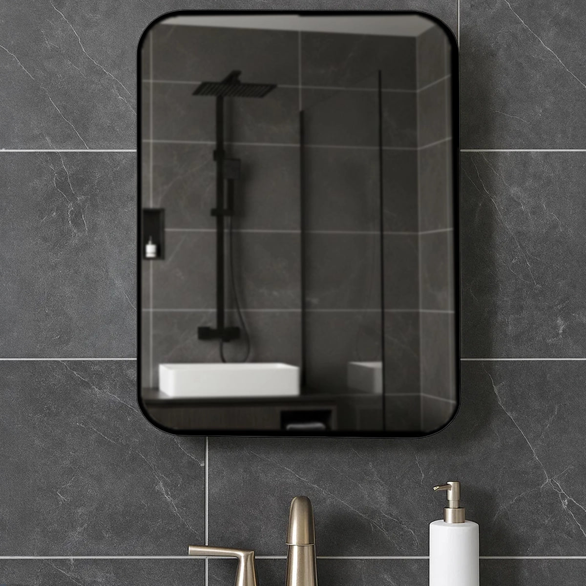 Espejo Rectangular, Color Negro