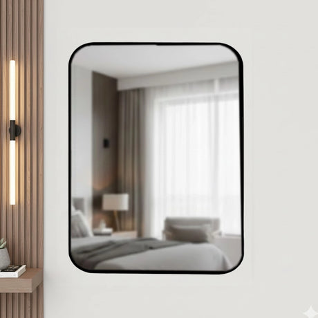 Espejo Rectangular, Color Negro