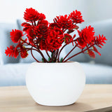 Planta Roja con Maceta Circular, Color Blanco