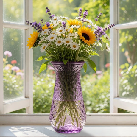 Florero de Cristal, Sirena, Color Morado