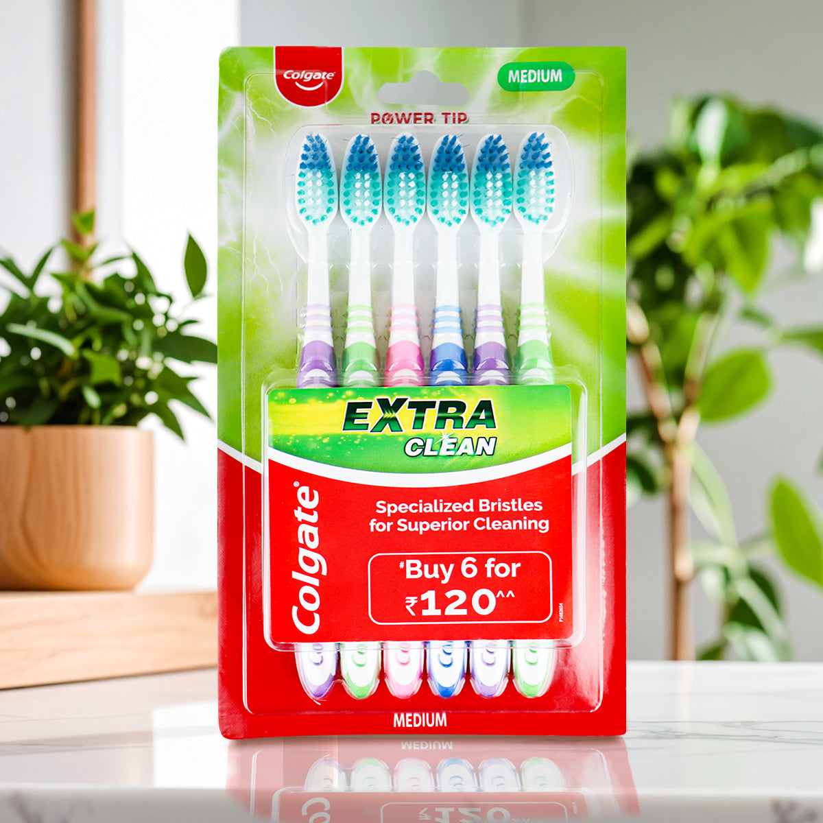 Cepillos de Dientes, Colgate Extra Clean Medium, 6 pzas