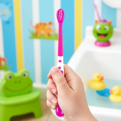 Cepillo de Dientes Infantil con Porta Cepillo, Color Morado