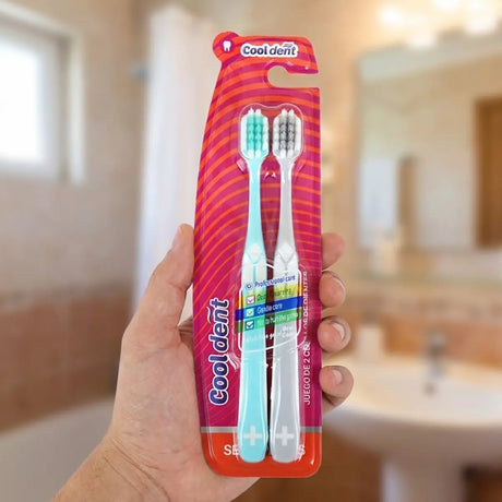 Cepillo Dental, 2 pzas, Color Gris y Azul