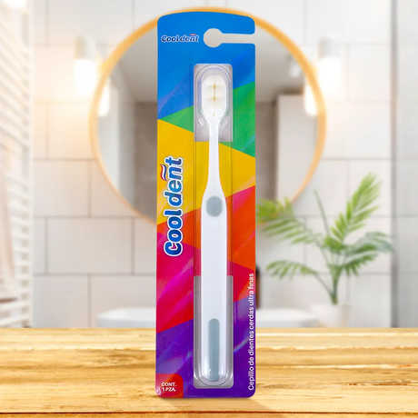 Cepillo Dental, Cerdas Ultra Finas, Color Blanco y Gris