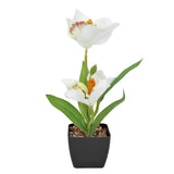 Orquídea Artificial con Maceta, Color Blanco
