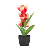 Orquídea Artificial con Maceta, Color Fucsia