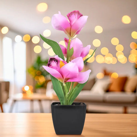 Orquídea Artificial con Maceta, Color Morado