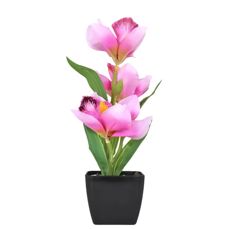 Orquídea Artificial con Maceta, Color Morado