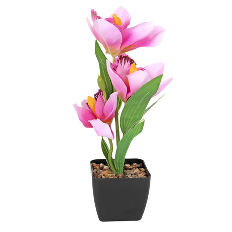 Orquídea Artificial con Maceta, Color Morado