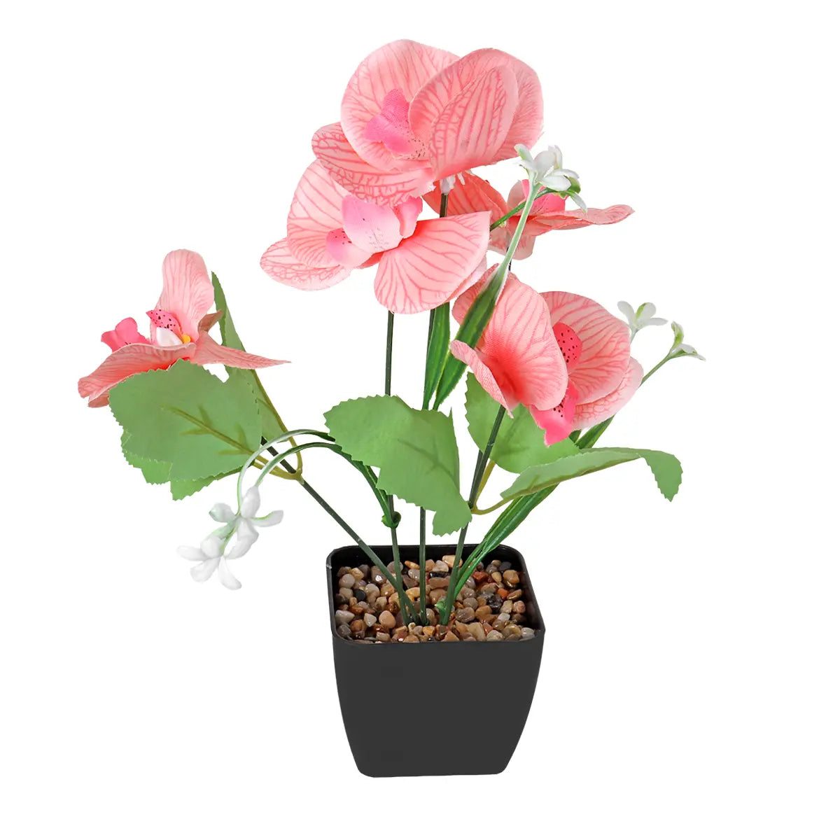 Orquídea Mariposa Artificial con Maceta, Color Salmón