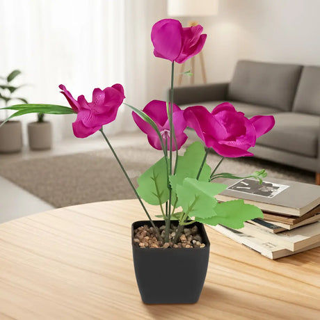 Orquídea Mariposa Artificial con Maceta, Color Morado