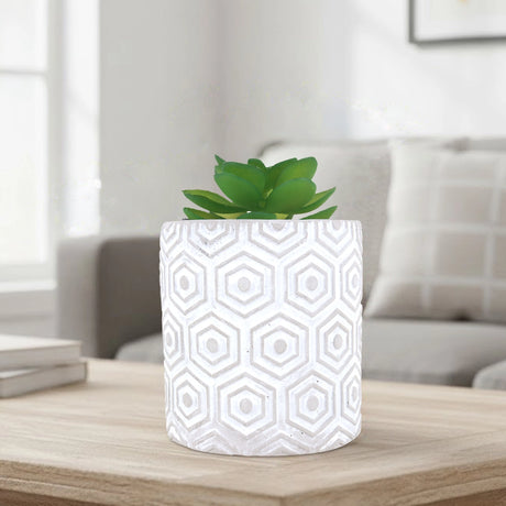 Maceta, Diseño Hexagonal, Color Gris