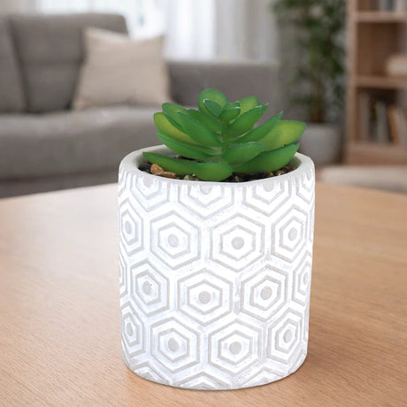 Maceta, Diseño Hexagonal, Color Gris