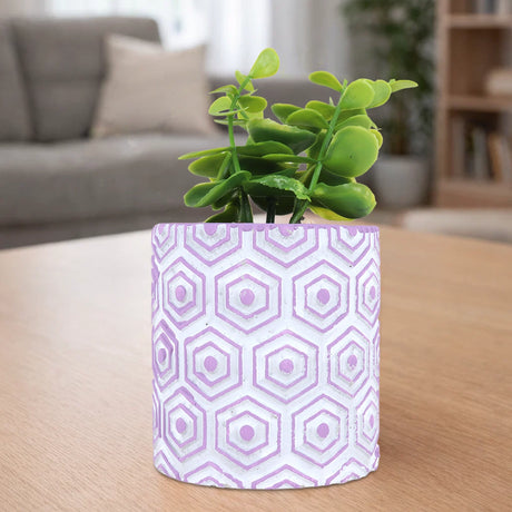 Maceta, Diseño Hexagonal, Color Morado