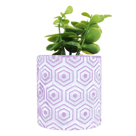 Maceta, Diseño Hexagonal, Color Morado