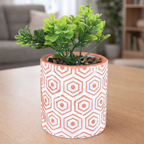 Maceta, Diseño Hexagonal, Color Naranja