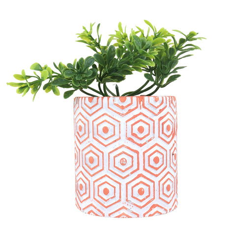 Maceta, Diseño Hexagonal, Color Naranja