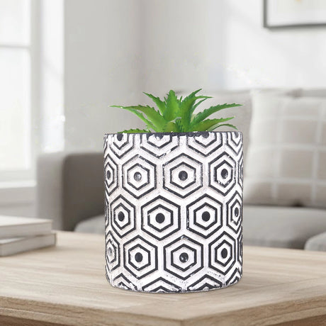 Maceta, Diseño Hexagonal, Color Negro