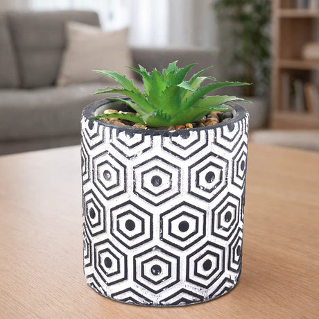 Maceta, Diseño Hexagonal, Color Negro