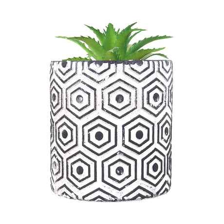 Maceta, Diseño Hexagonal, Color Negro